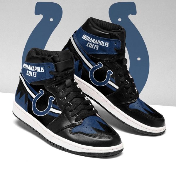 Women's Indianapolis Colts High Top Leather AJ1 Sneakers 001